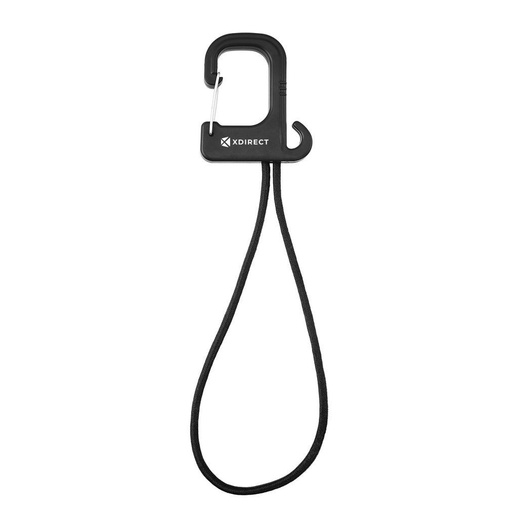 Stretch Cord Hook and Carabiner - Black - Pad Print