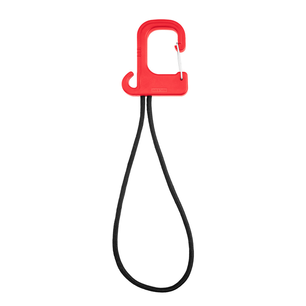 Stretch Cord Hook and Carabiner - Red - Back