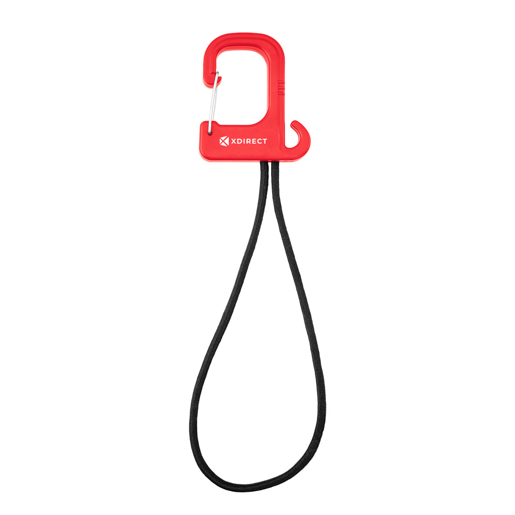 Stretch Cord Hook and Carabiner - Red - Pad Print