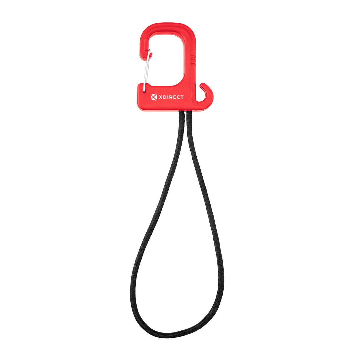 Stretch Cord Hook and Carabiner - Red - Pad Print