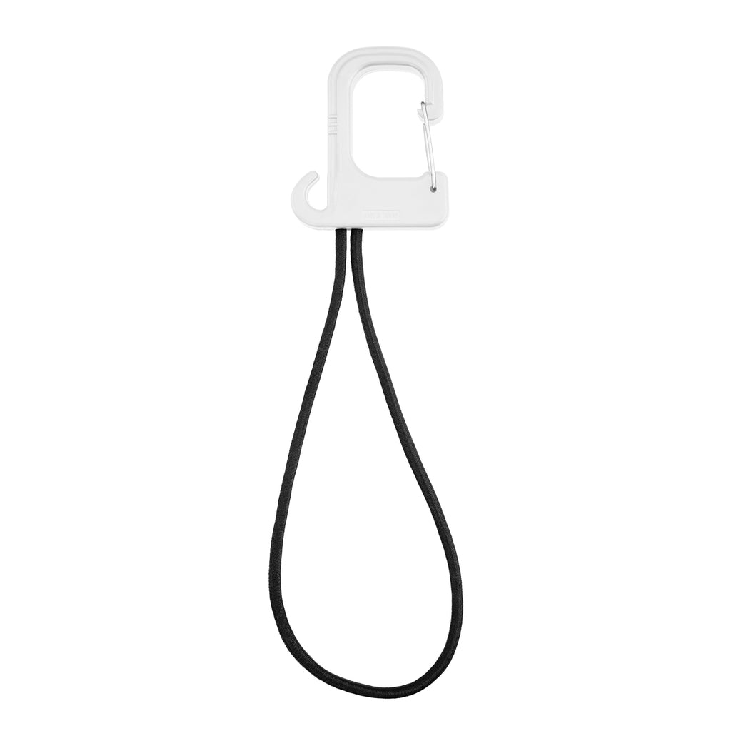 Stretch Cord Hook and Carabiner - White - Back