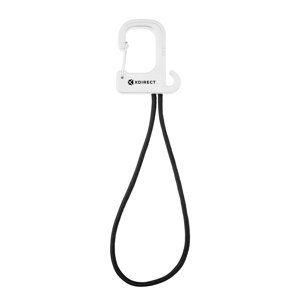 Stretch Cord Hook and Carabiner - White - Pad Print