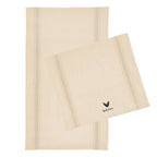 Striped Tea Towel in Cotton Embroidery - Natural with Beige - Embroidery
