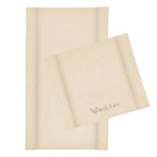 Striped Tea Towel in Cotton Embroidery - Natural with Beige - Silk Screen