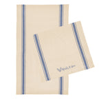Striped Tea Towel in Cotton Embroidery - Navy - Silk Screen