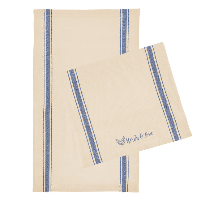 Striped Tea Towel in Cotton Embroidery
