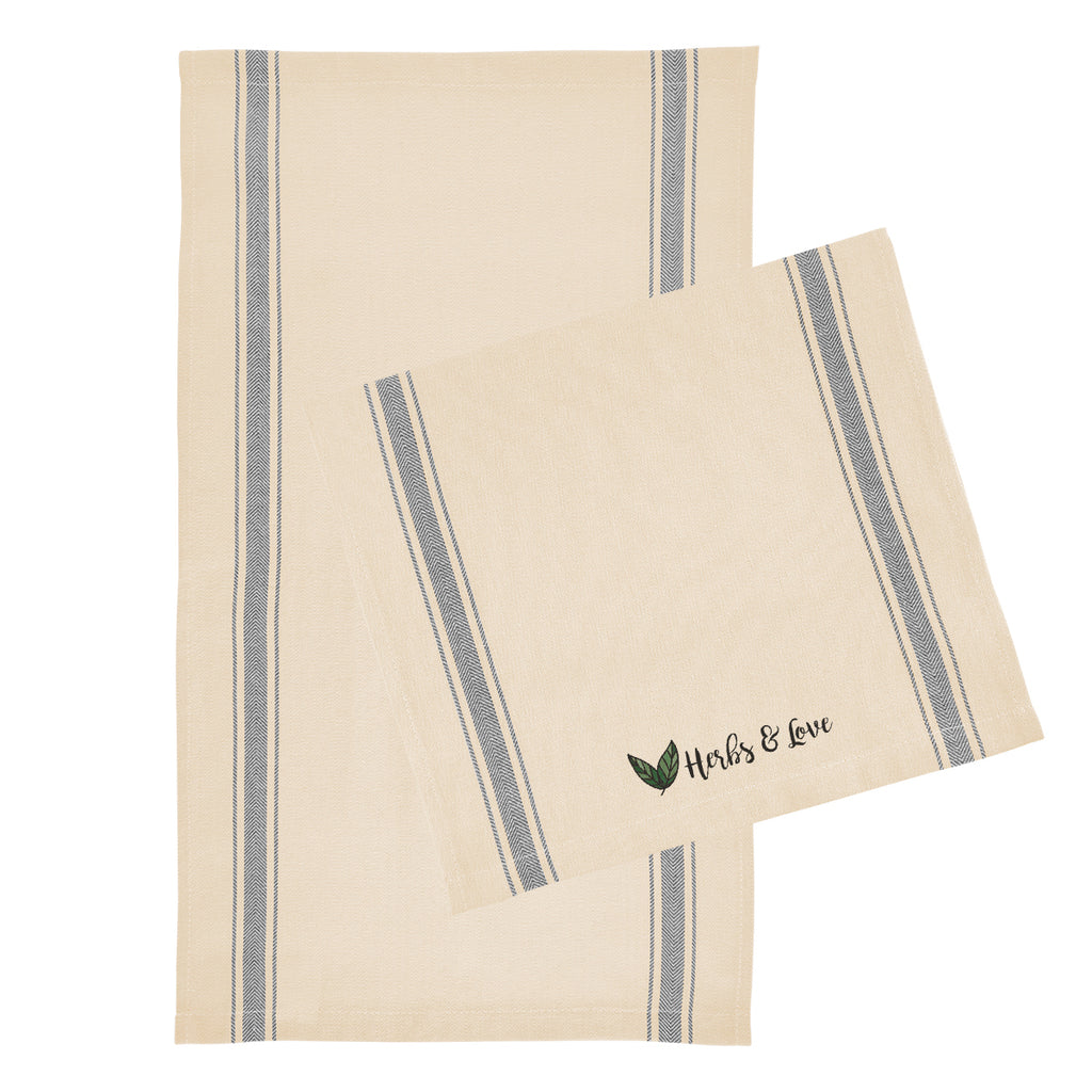 Striped Tea Towel in Cotton - Gray - Colorbrite