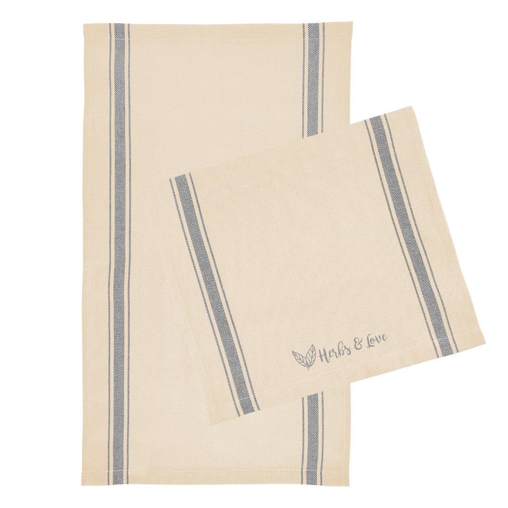 Striped Tea Towel in Cotton - Gray - Silk Screen