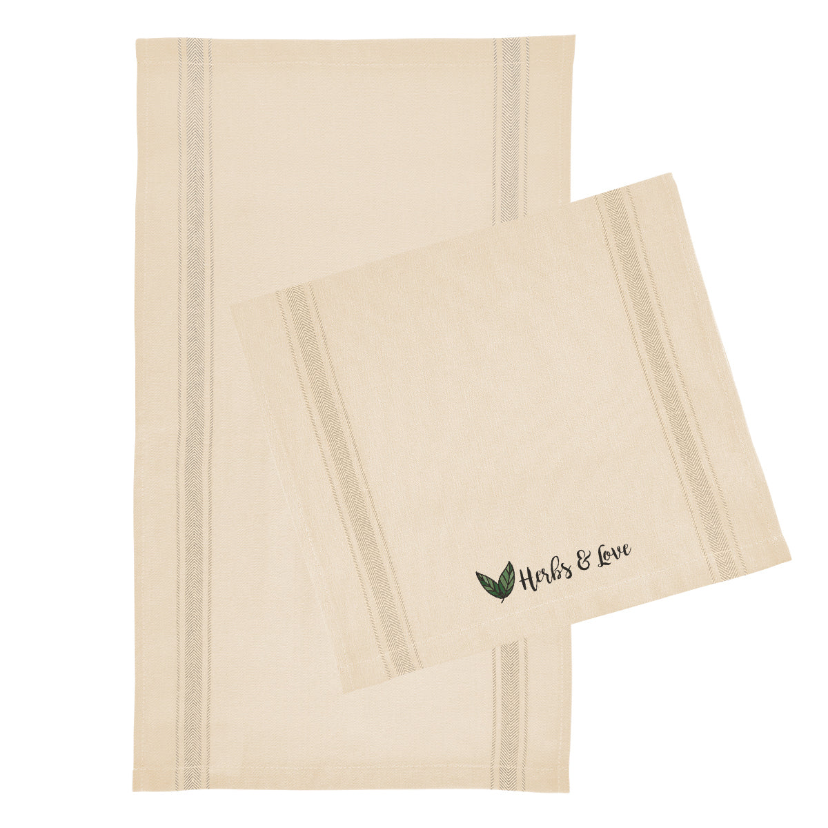 Striped Tea Towel in Cotton - Natural with Beige - Colorbrite