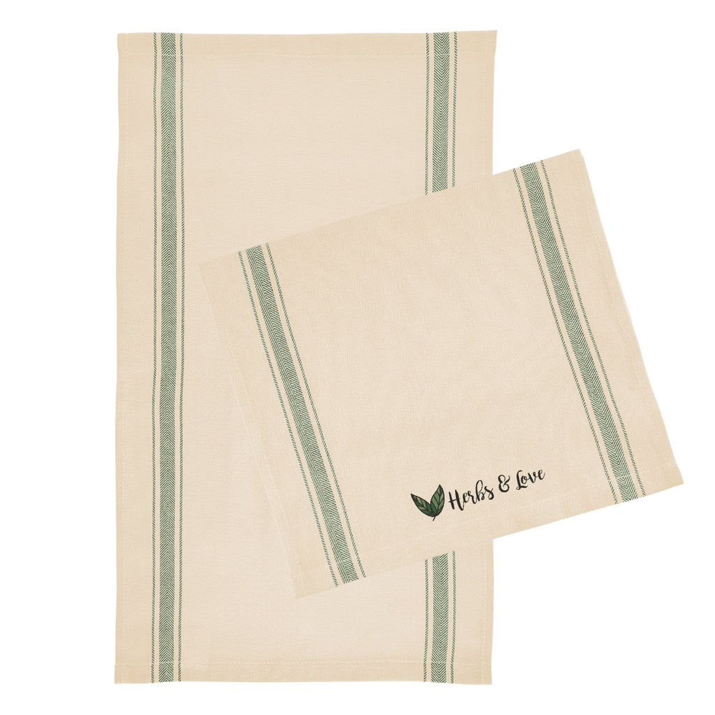 Striped Tea Towel in Cotton - Olive - Colorbrite
