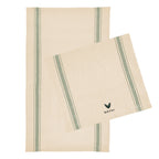 Striped Tea Towel in Cotton - Olive - Embroidery