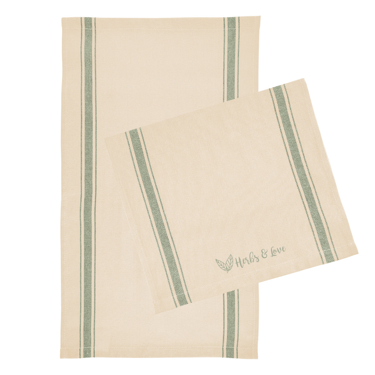 Striped Tea Towel in Cotton - Olive - Silk Screen