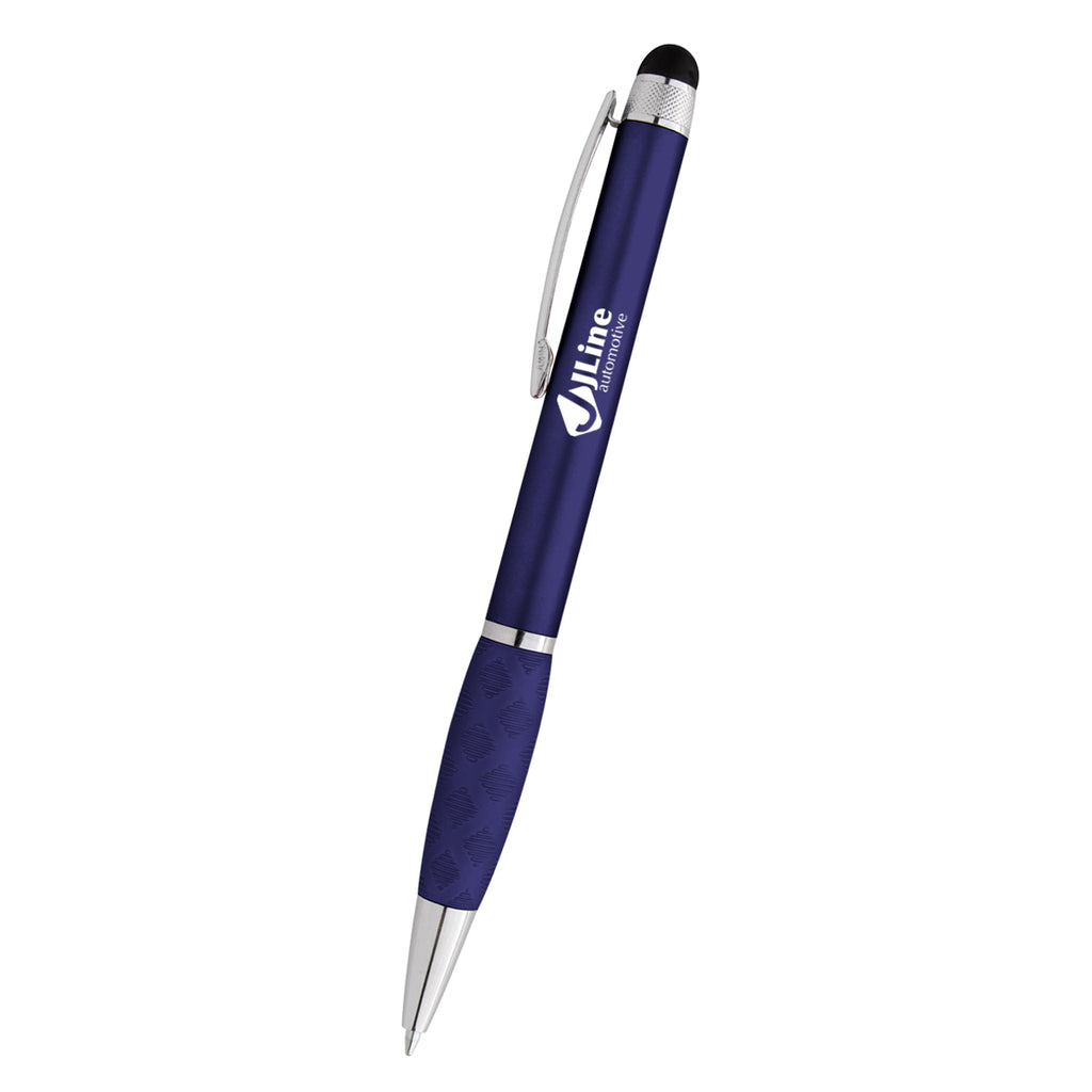 Stylus Pen with Crisscross Grip - Navy - Silk Screen