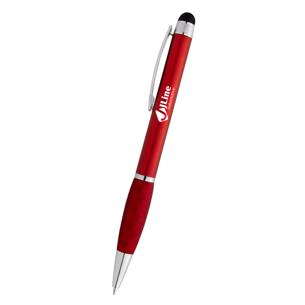 Stylus Pen with Crisscross Grip - Red - Silk Screen