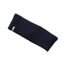 Succinct Rib Knit Headband and Neck Warmer Embroidery - Navy - Front Flat