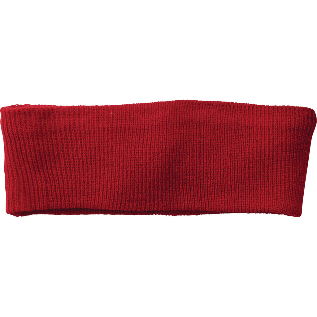 Succinct Rib Knit Headband and Neck Warmer Embroidery - Team Red - Front Flat 2