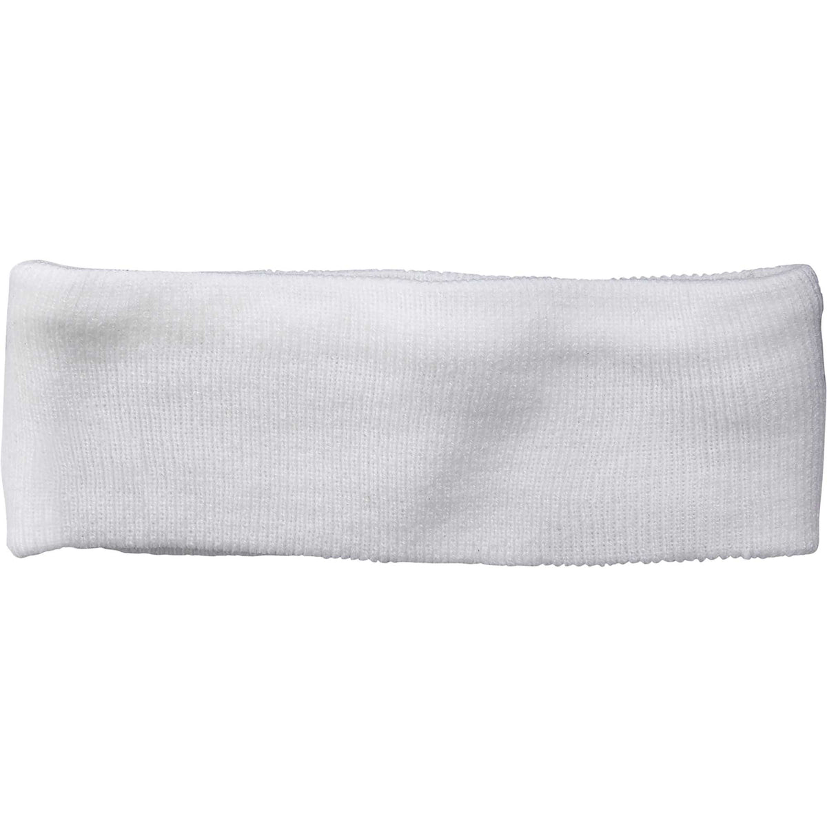 Succinct Rib Knit Headband and Neck Warmer Embroidery - White - Front Flat 2