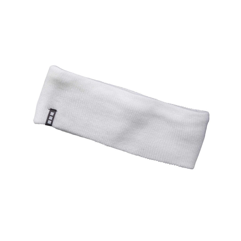 Succinct Rib Knit Headband and Neck Warmer Embroidery - White - Front Flat