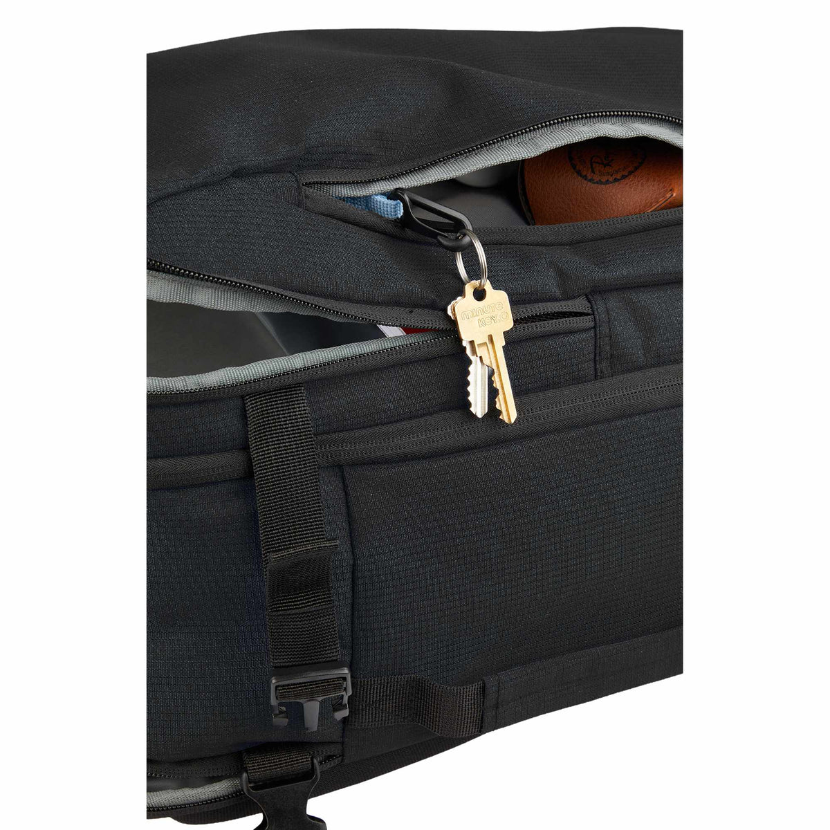 Suitcase-Style Travel Backpack in Recycled PET Embroidery - Black - Detail 6