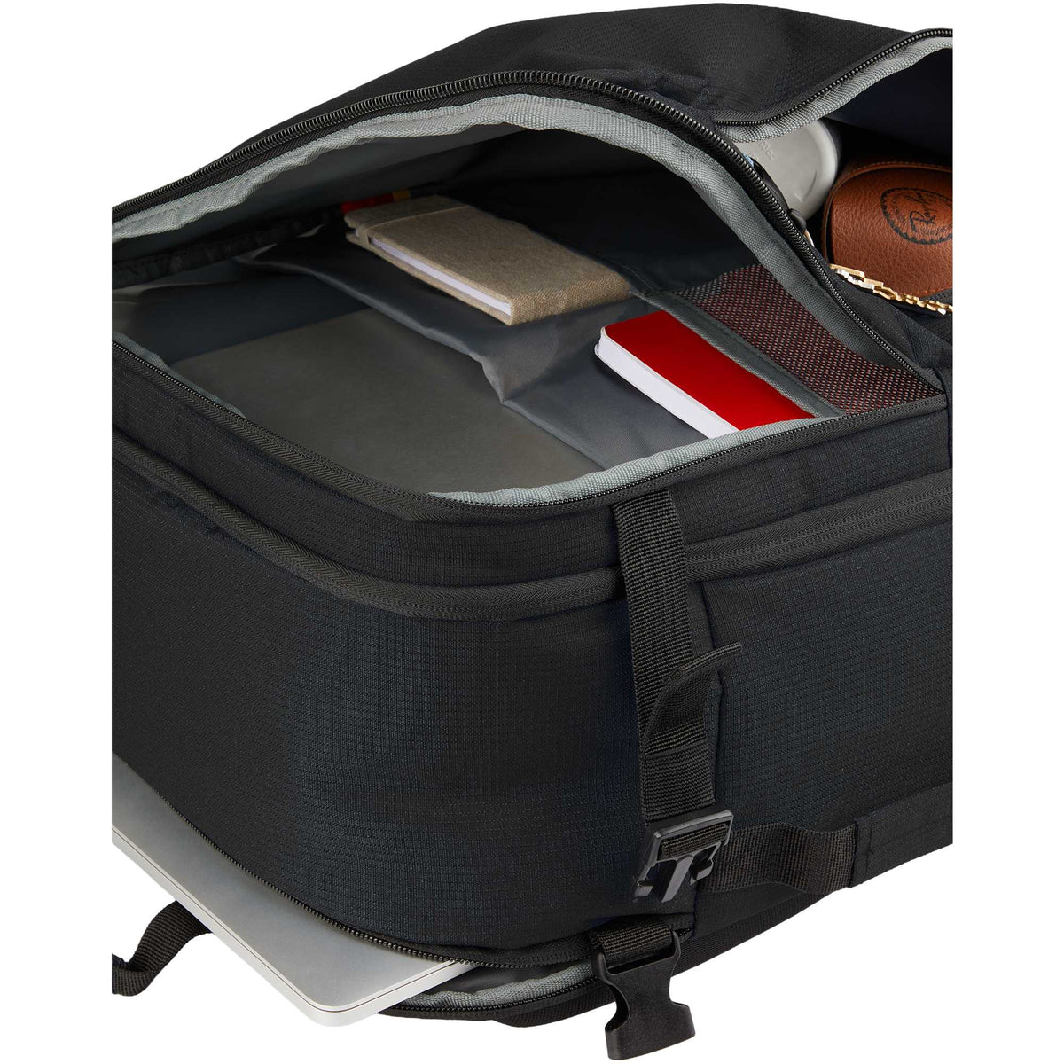 Suitcase-Style Travel Backpack in Recycled PET Embroidery - Black - Detail 7