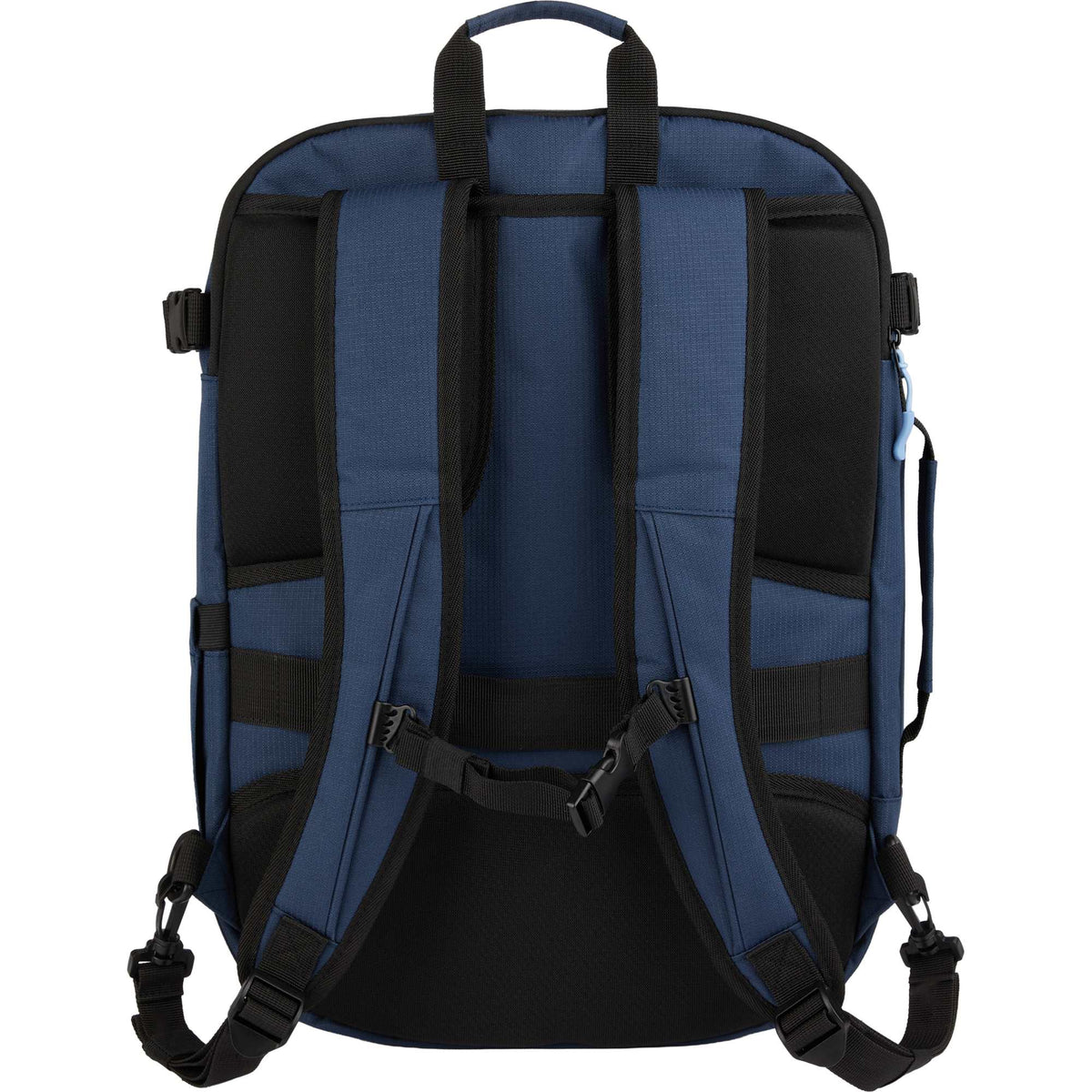 Suitcase-Style Travel Backpack in Recycled PET Embroidery - Navy - Back