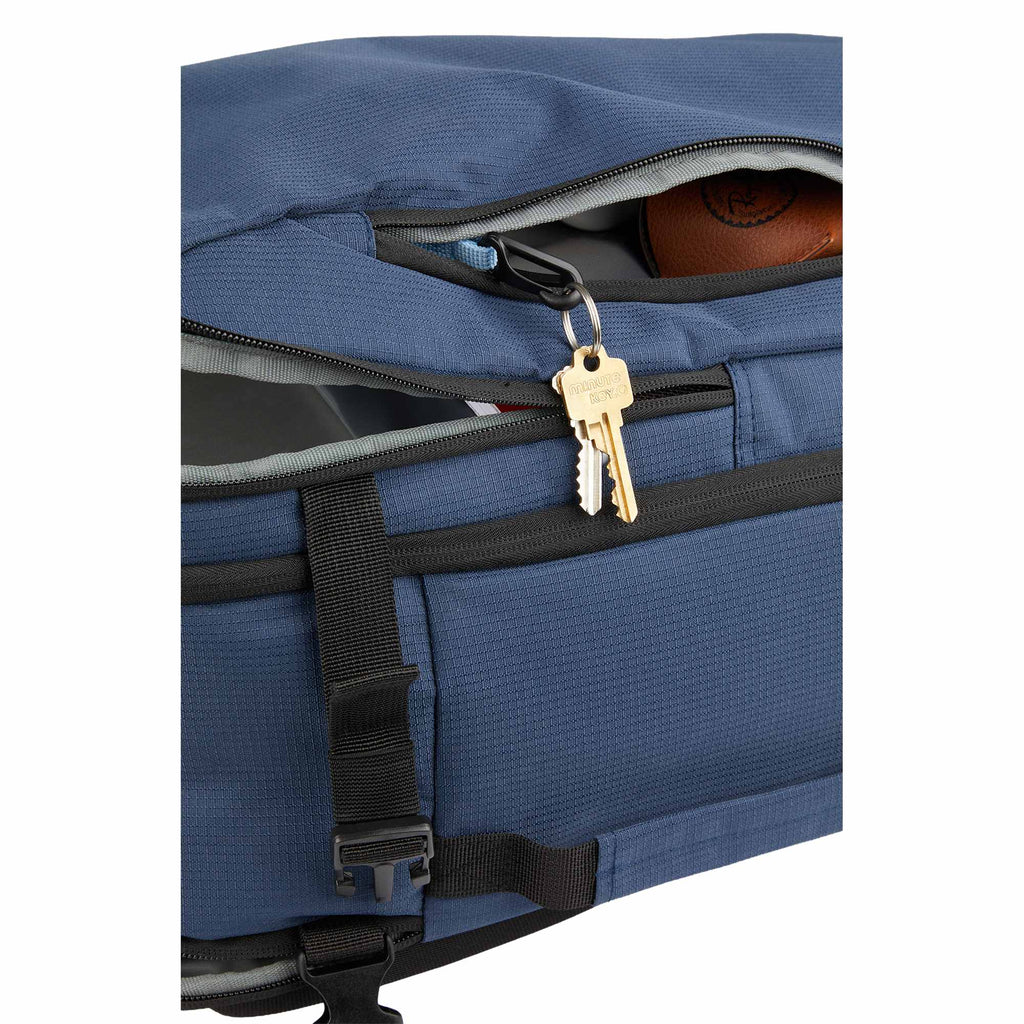 Suitcase-Style Travel Backpack in Recycled PET Embroidery - Navy - Detail 6