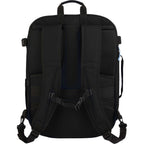Suitcase-Style Travel Backpack in Recycled PET Transfer - Black - Back