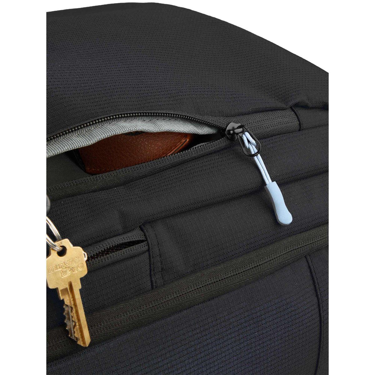Suitcase-Style Travel Backpack in Recycled PET Transfer - Black - Detail