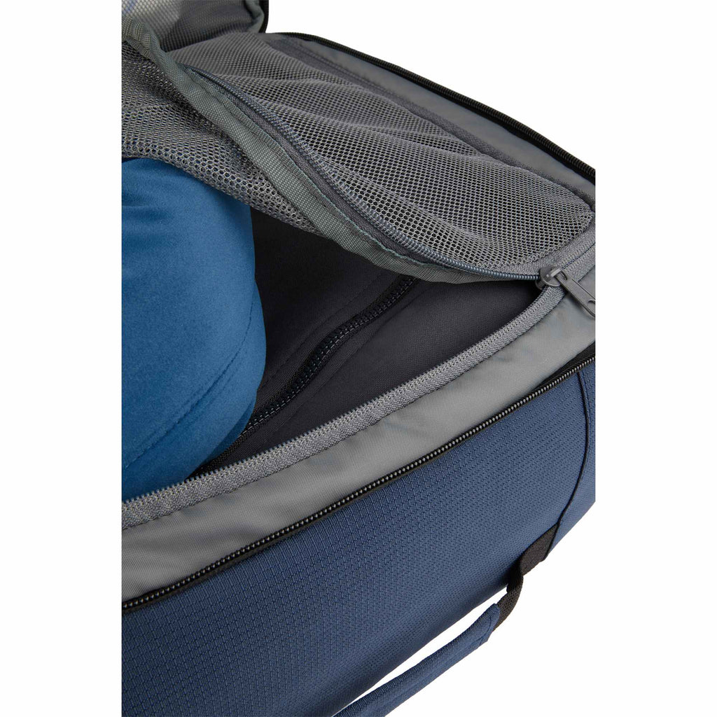 Suitcase-Style Travel Backpack in Recycled PET Transfer - Navy - Detail 10