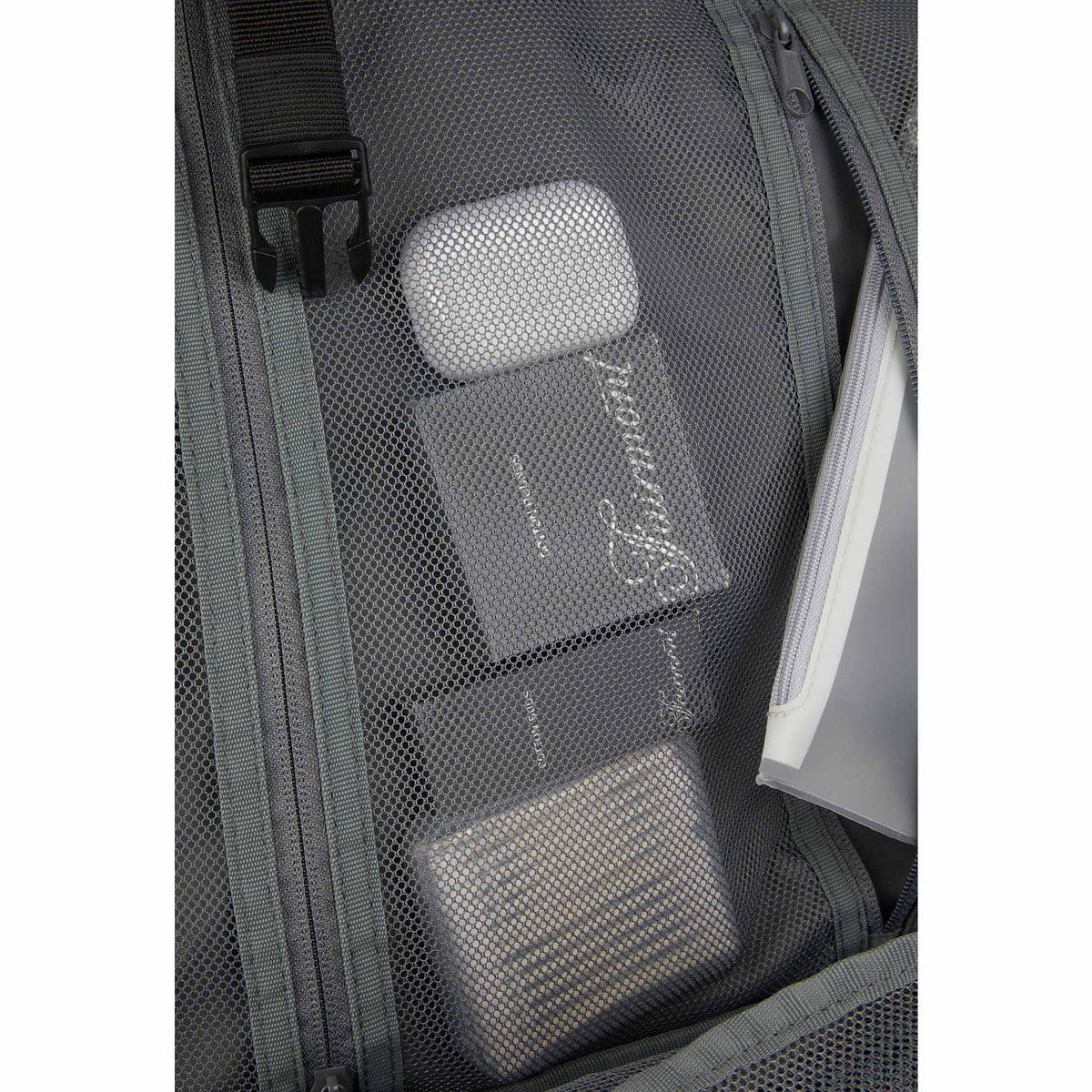 Suitcase-Style Travel Backpack in Recycled PET Transfer - Navy - Detail 12