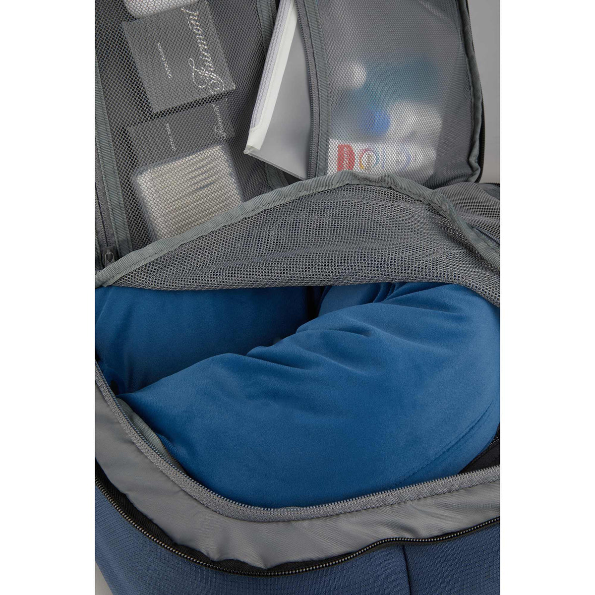 Suitcase-Style Travel Backpack in Recycled PET Transfer - Navy - Detail 2