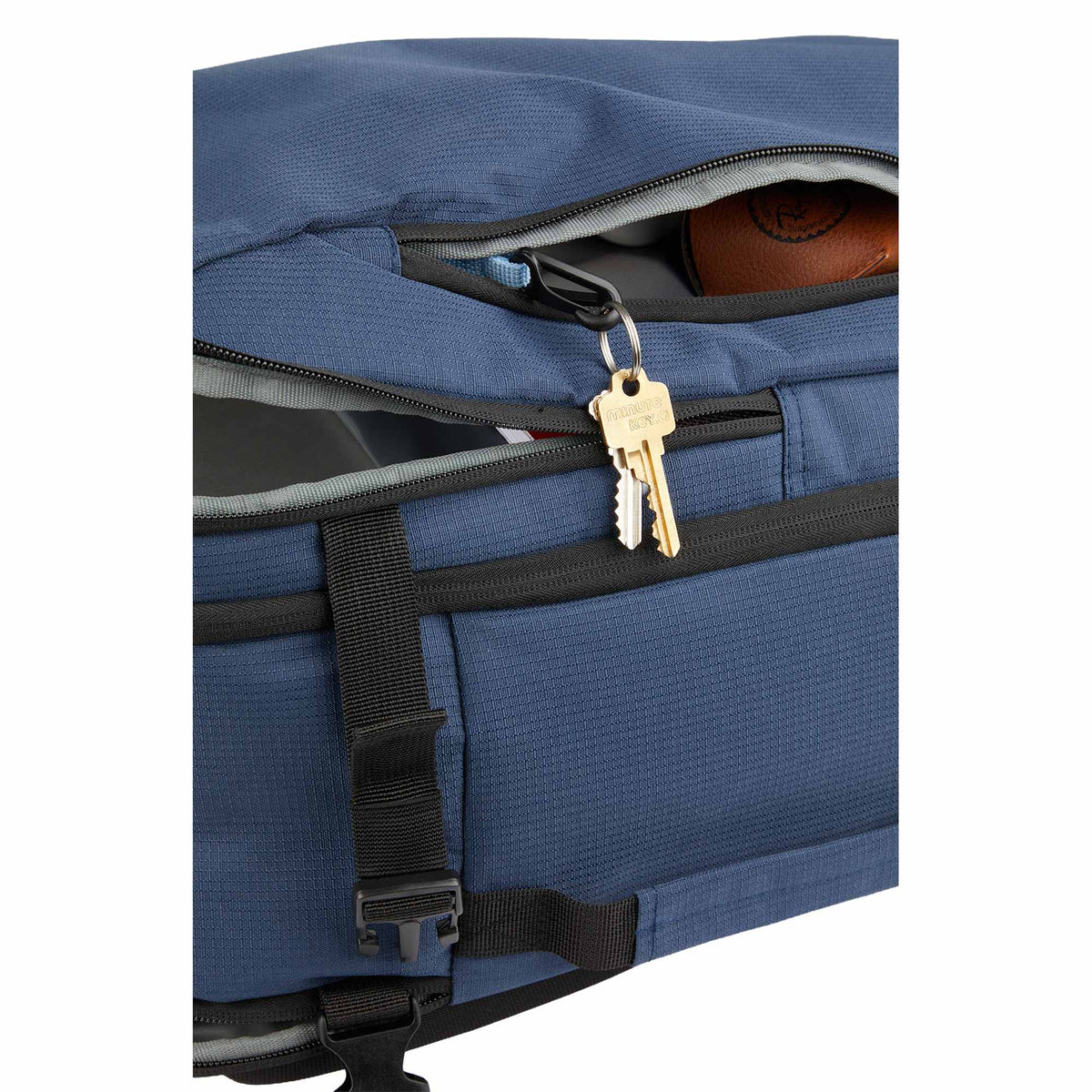 Suitcase-Style Travel Backpack in Recycled PET Transfer - Navy - Detail 6