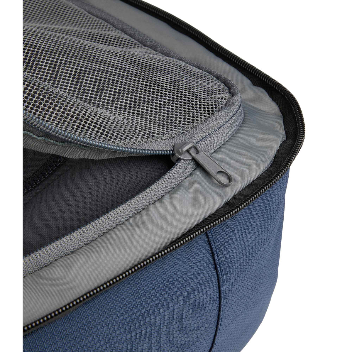 Suitcase-Style Travel Backpack in Recycled PET Transfer - Navy - Detail 9