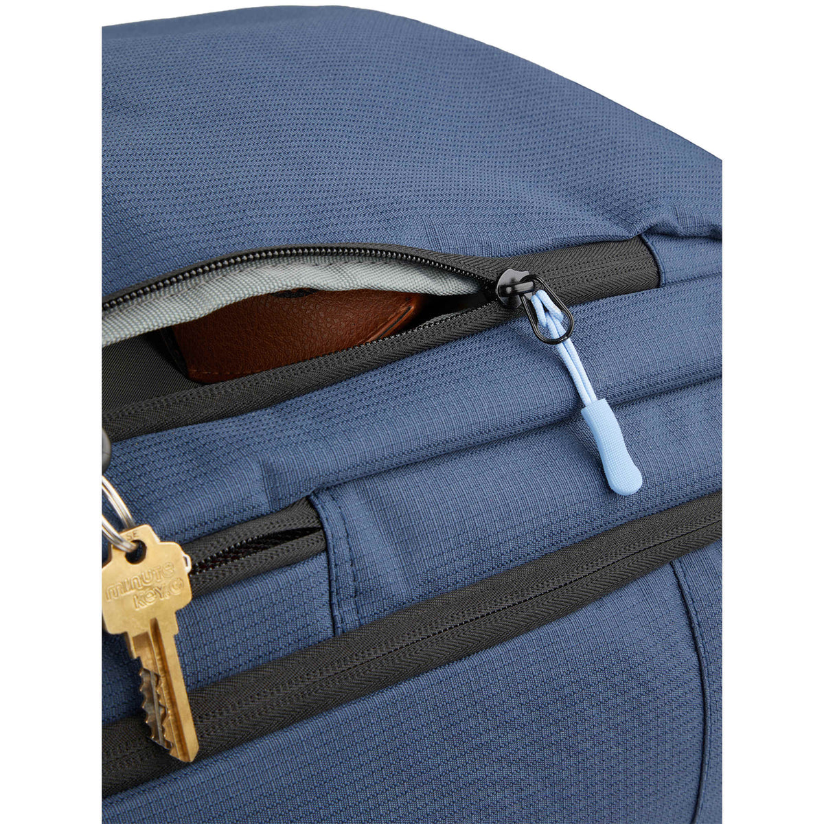 Suitcase-Style Travel Backpack in Recycled PET Transfer - Navy - Detail