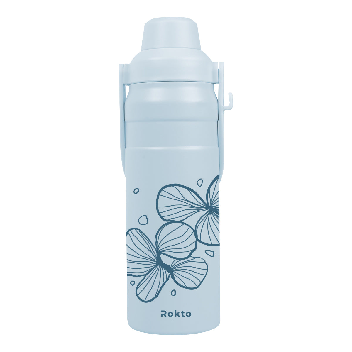 Summit Sip Recycled Stainless Steel Bottle with Carry Handle, 24 oz - Light Blue - Silk Screen