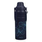 Summit Sip Recycled Stainless Steel Bottle with Carry Handle, 24 oz - Navy - Silk Screen