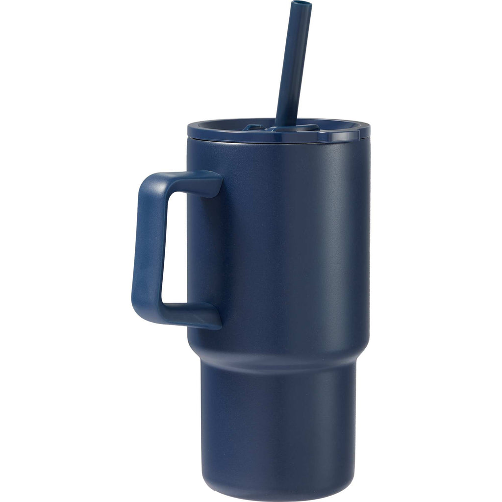Summit Vacuum Insulated Mug with Reusable Straw, 18 oz - Navy - Back 3