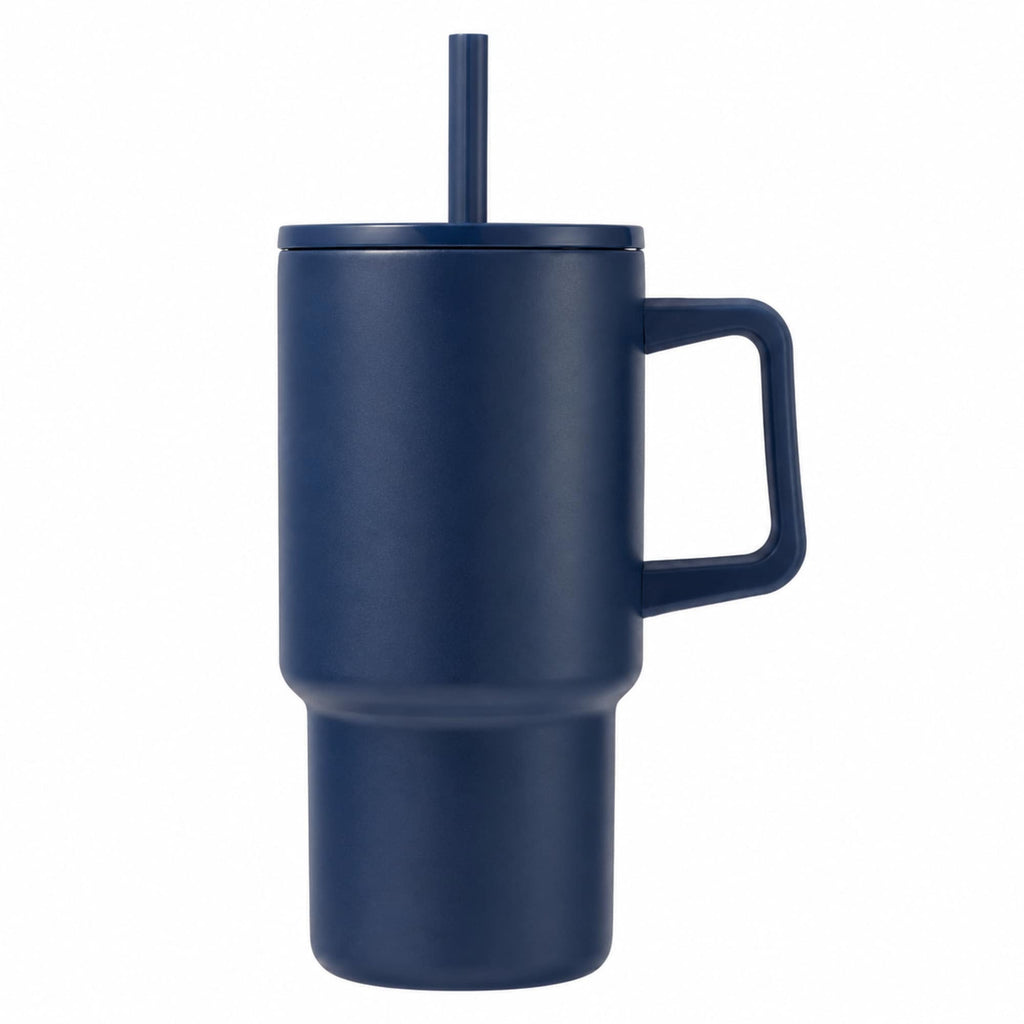 Summit Vacuum Insulated Mug with Reusable Straw, 18 oz - Navy - Straight