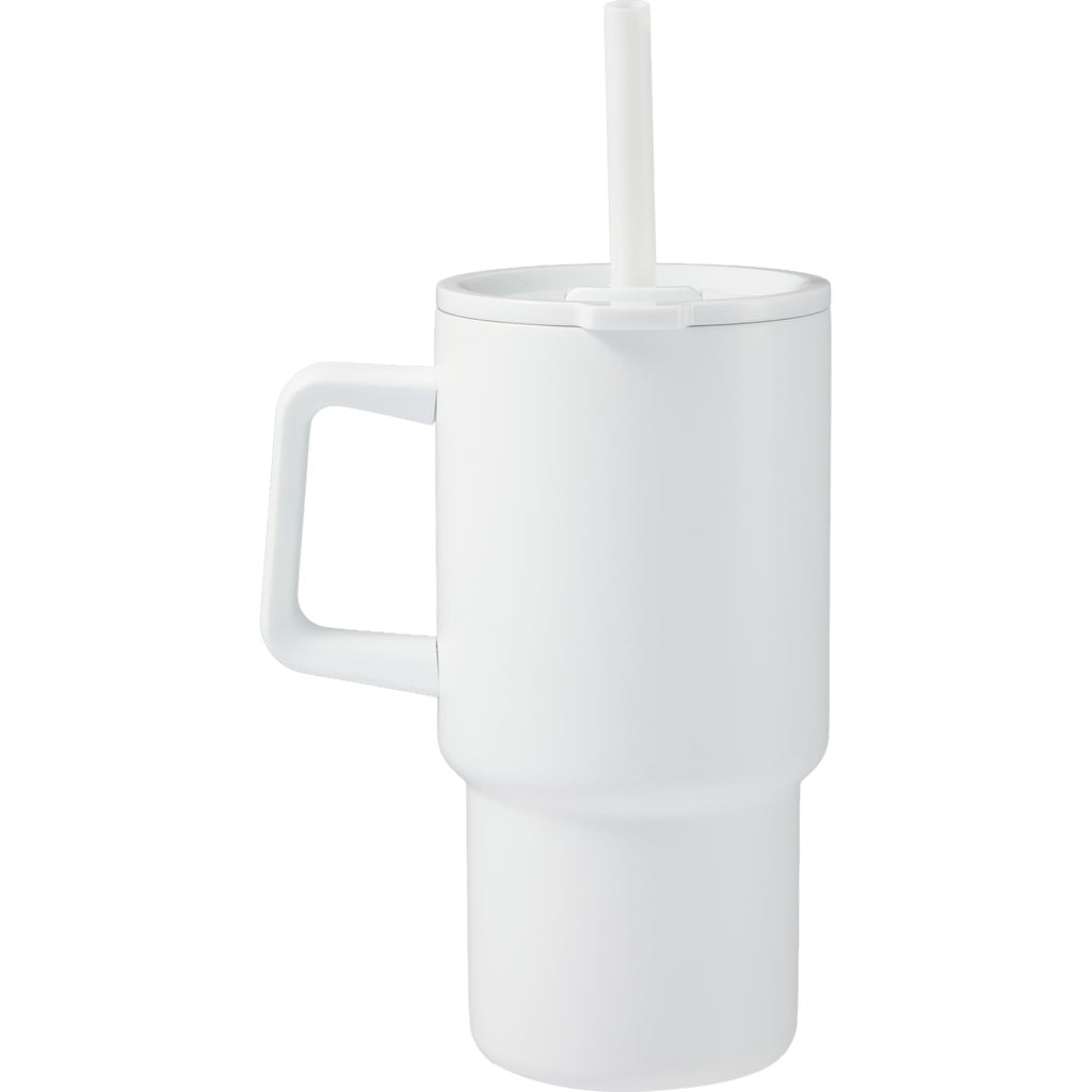 Summit Vacuum Insulated Mug with Reusable Straw, 18 oz - White - Back 3