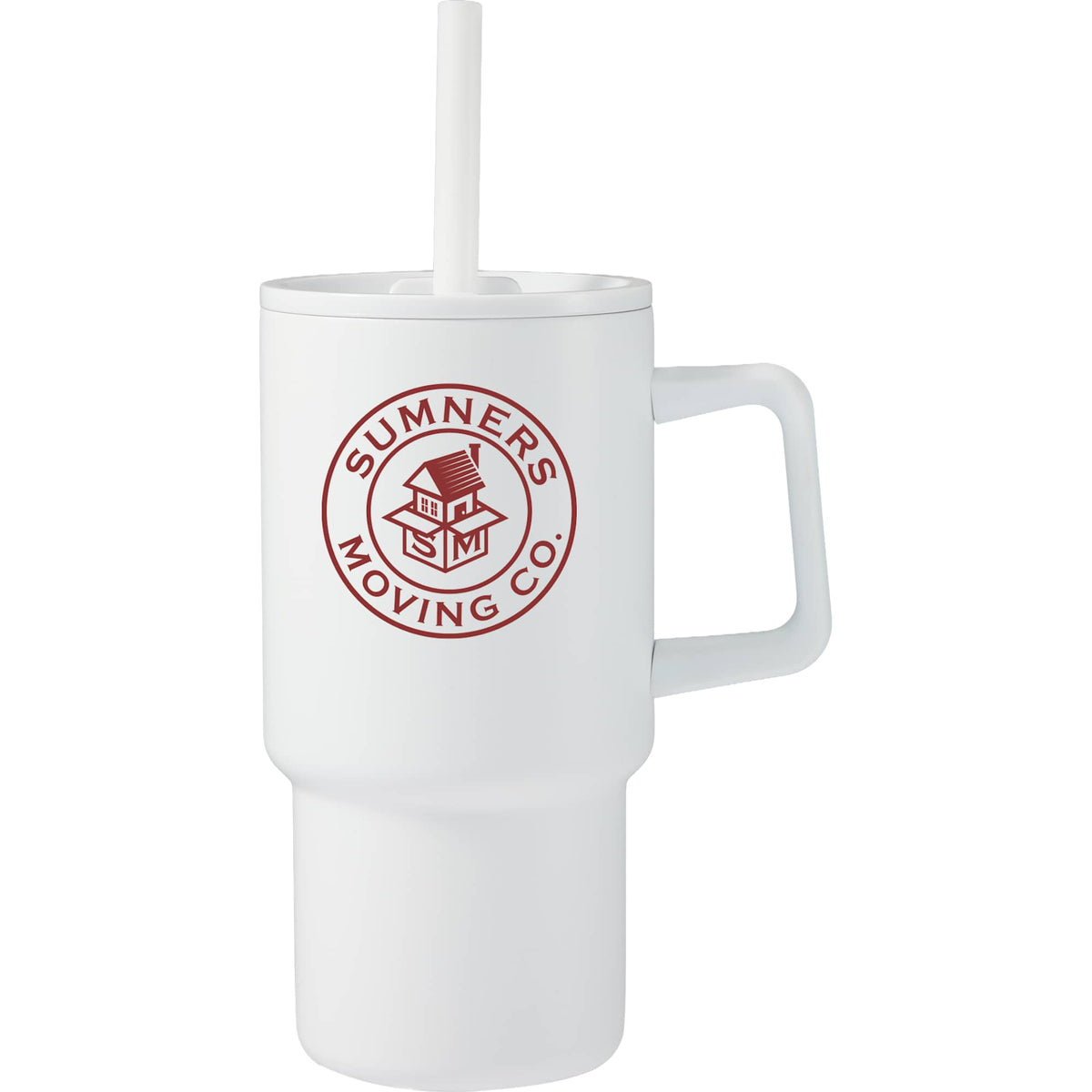 Summit Vacuum Insulated Mug with Reusable Straw, 18 oz - White - Front