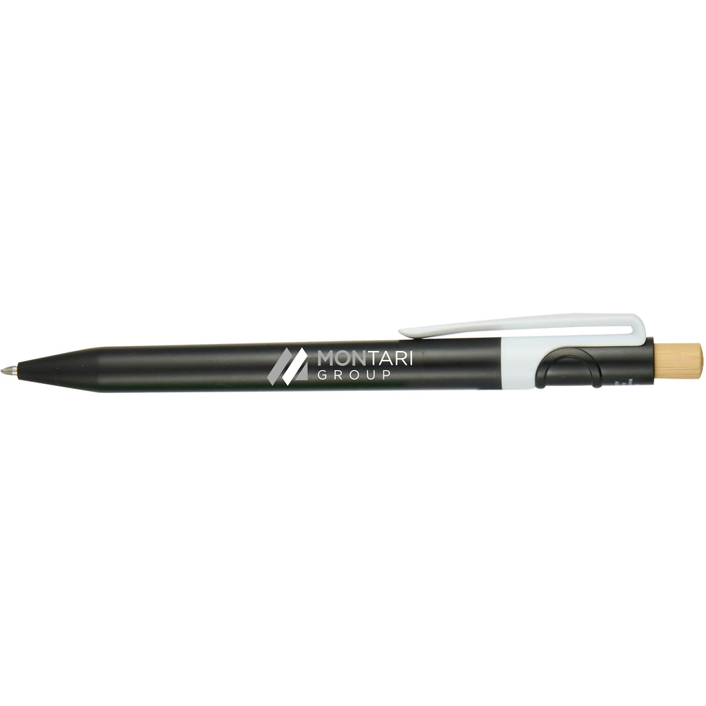 Sunburst Gel Pen with Bamboo Clicker Full Color - Black - Front