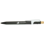 Sunburst Gel Pen with Bamboo Clicker Full Color - Black - Front