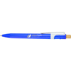 Sunburst Gel Pen with Bamboo Clicker Full Color - Blue - Front