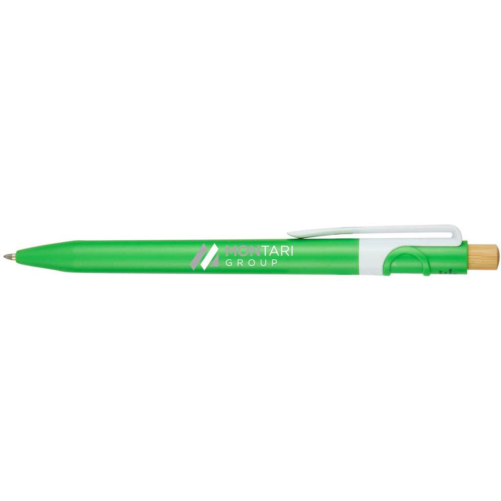 Sunburst Gel Pen with Bamboo Clicker Full Color - Lime - Front