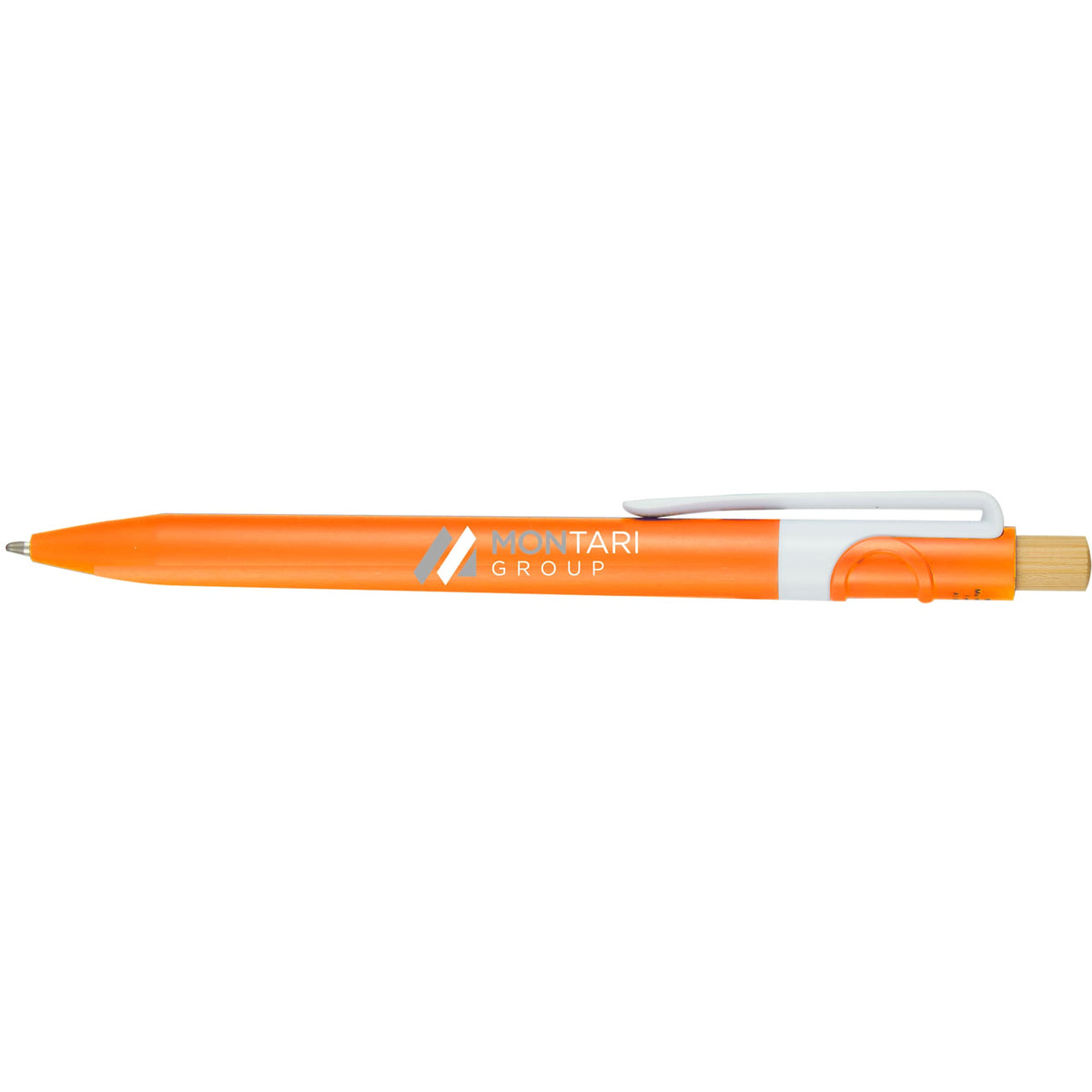 Sunburst Gel Pen with Bamboo Clicker Full Color - Orange - Front