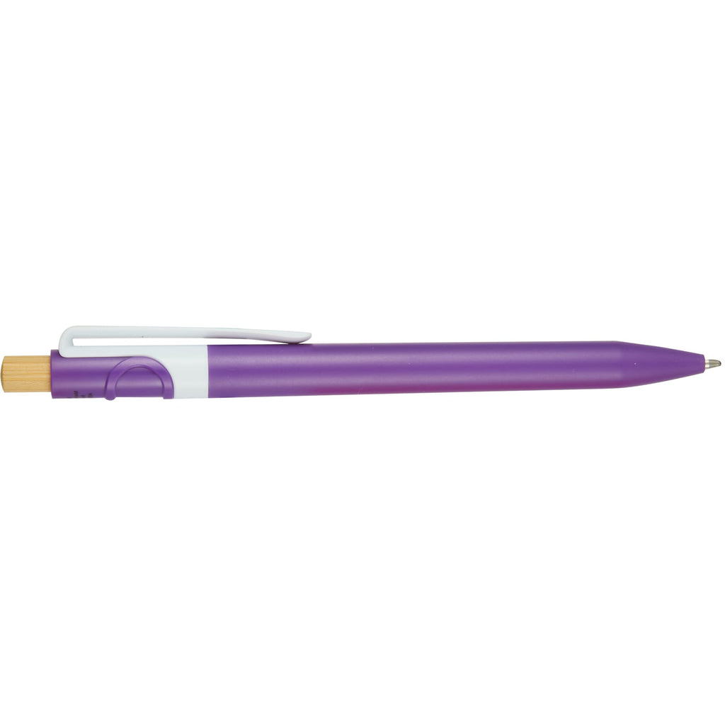 Sunburst Gel Pen with Bamboo Clicker Full Color - Purple - Front 2