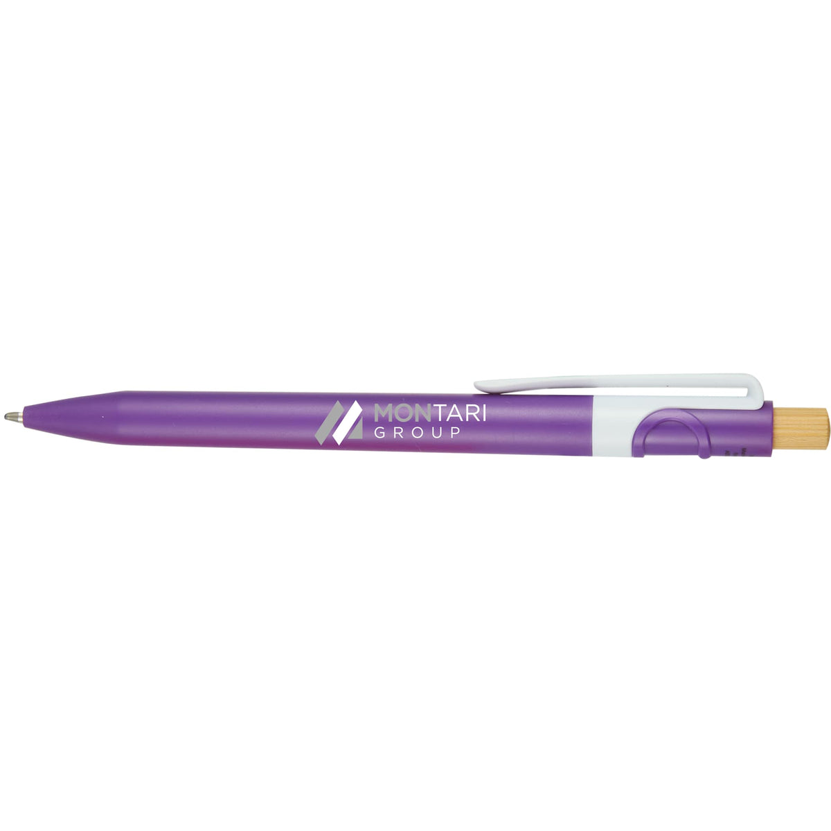Sunburst Gel Pen with Bamboo Clicker Full Color - Purple - Front