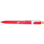 Sunburst Gel Pen with Bamboo Clicker Full Color - Red - Front