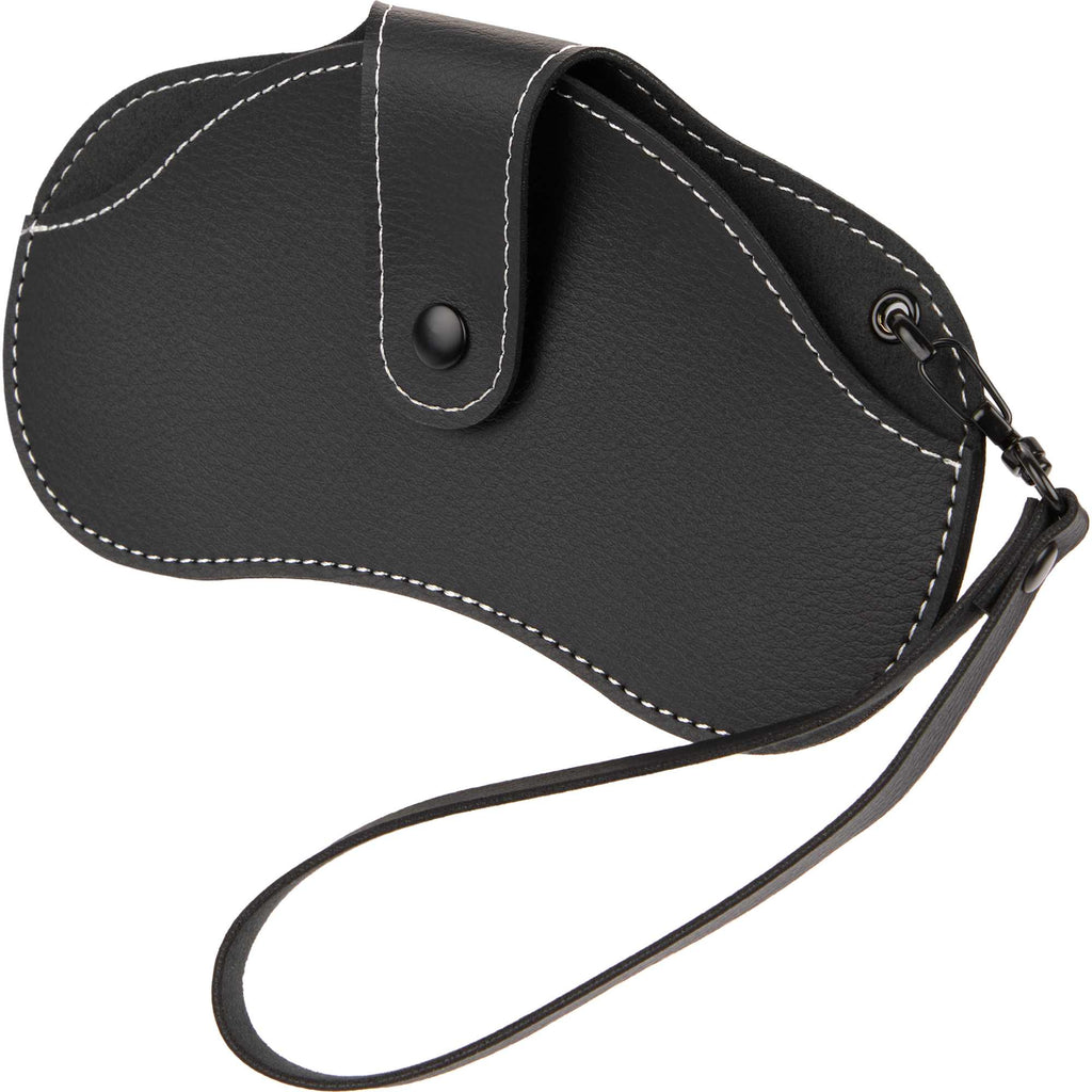 Sunglasses Case with Wrist Lanyard in Recycled PU - Black - Left Angle