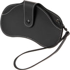 Sunglasses Case with Wrist Lanyard in Recycled PU - Black - Left Angle